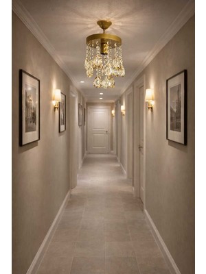 Allians 20 cm Kristal Taşlı Şık Avize, Zarif ve Parlak Iç Mekan Aydınlatması