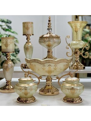 Dekor Arya Imperial Ivory Charm 7 Parça Salon Aksesuar Seti