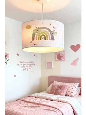 Allians Renkli Çiçek ve Kelebek Desenli Çocuk Odası Avizesi