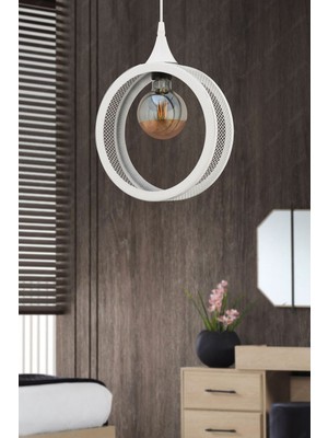 Allians 24 cm Beyaz Modern Sarkıt Avize, Salon, Mutfak, Kafe, Dekoratif Aydınlatma