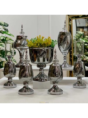 Dekor Arya Lux Salon Takımı 7 Parça Tüy Silver