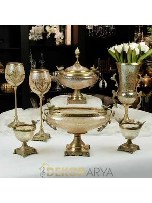 Dekor Arya Pirinç Dekoratif Salon Aksesuar Seti Barok Anka
