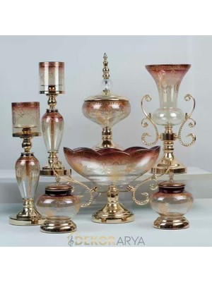 Dekor Arya Imperial Amber Bordeaux 7 Parça Salon Aksesuar Seti