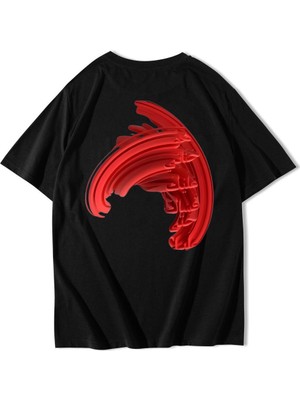 Brz Collection Unisex Oversize Hat Sanatı Tasarım T-Shirt Siyah