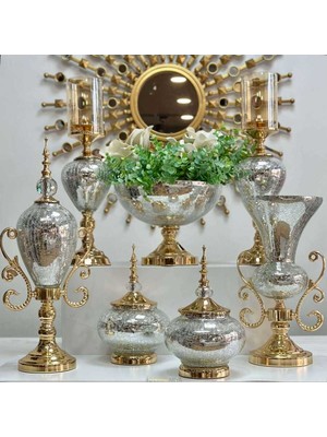 Dekor Arya Aurora Luxe Silver Gold 7 Parça Salon Aksesuar Seti