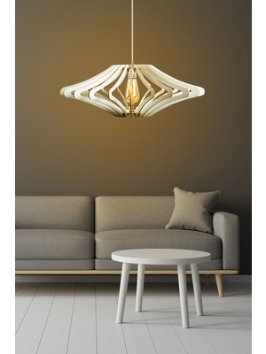 Allians Şık Beyaz Ahşap Avize ile Modern ve Zarif Aydınlatma Çözümü