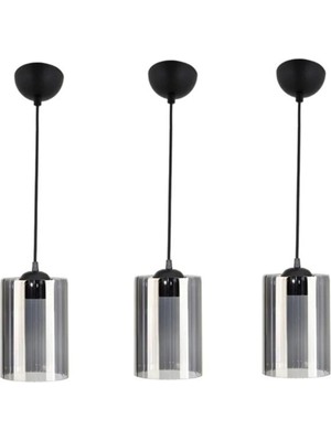 Allians Şık Füme Mika Camlı 3'lü Sarkıt Avize, Modern ve Elegant Tasarım