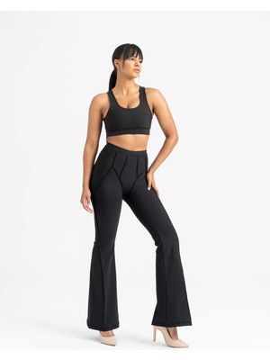 Lismina Siyah Flare Fit Ispanyol Paça Dikiş Modelli Tayt