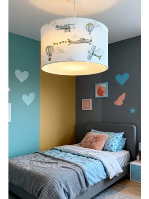 Allians Çocuk Odası Havalı Araçlar Desenli Renkli Avize, Şık ve Eğlenceli Aydınlatma