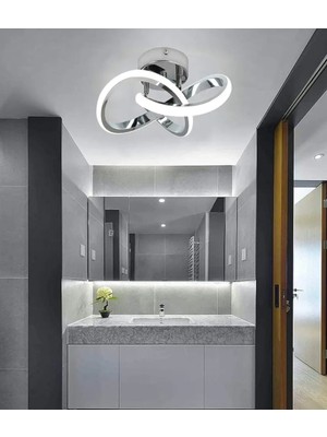 Allians Modern Tavana Sıfır LED Avize, Krom Gövde, Buz Beyazı, 6500K, Şık Tasarım