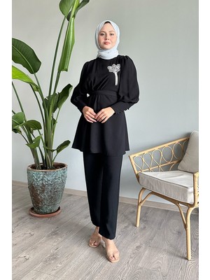 inStyle Yarım Büzgülü Siyah Ikili Takım