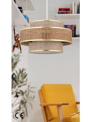 Allians Doğal Hazeran Rattan 3 Katlı Pasta Sarkıt Avize, Şık ve Modern Dekorasyon