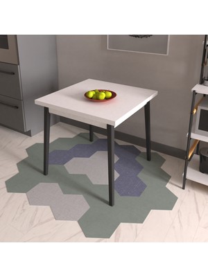 Vilinze Avanos Sabit Beyaz Mdf Kare Ahşap Mutfak Masası - 80X80 cm