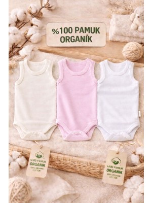 Pico Baby %100 Pamuk Organik 3'lü Çıtçıtlı Kız Bebek Body Zıbın / Bebek Atlet