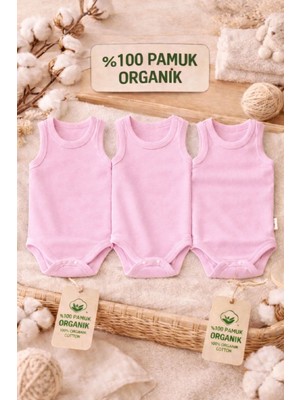 Pico Baby %100 Pamuk Organik 3'lü Çıtçıtlı Kız Bebek Body Zıbın / Bebek Atlet