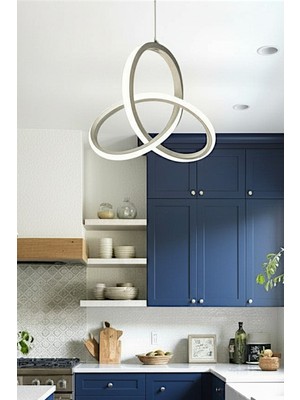 Allians Modern Gri Kasa Beyaz LED Işıklı Antre ve Mutfak Avizesi