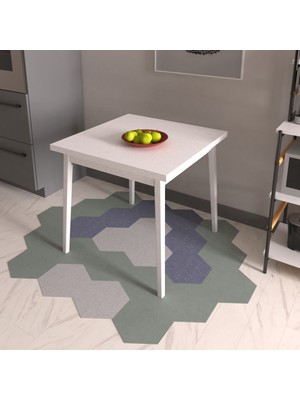 Vilinze Avanos Sabit Beyaz Mdf Kare Ahşap Mutfak Masası - 80X80 cm