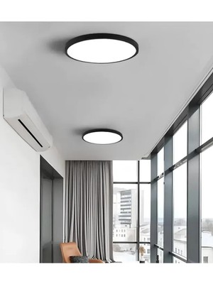 Allians Modern Buz Beyazı LED Avize, Siyah Metal Kasa, Salon ve Mutfak Aydınlatması