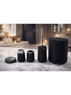 Arow Vona Akrilik 5 Parça Banyo Seti Siyah TR-3662