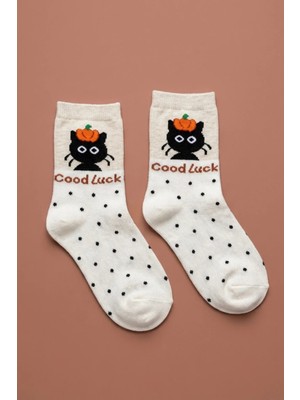Katia & Bony Kedi Desenli Turuncu Çocuk Soket Çorap
