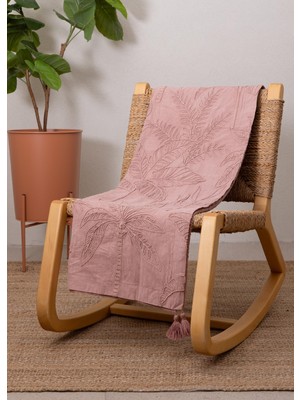 The Mia Throw Koltuk Şalı Püsküllü Gül Kurusu 170X130