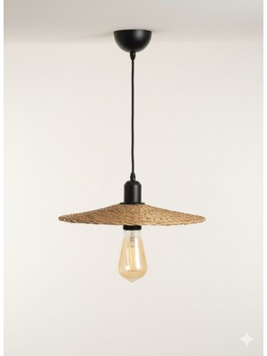 Allians El Yapımı Doğal Hasır Sarkıt Avize, Rustik Jüt Ipli Tavan Lambası