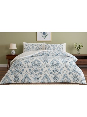 Taç Yeni Sezon Ranforce Pamuklu  Çift Kişilik Nevresim Takımı Elvar Mavi