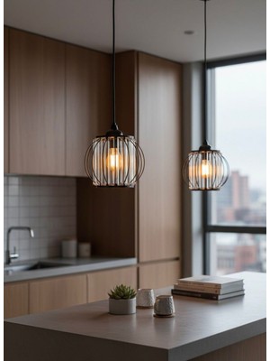 Allians 2 Adet Modern Taşlı Siyah Avize, Şık ve Zarif Aydınlatma Seti