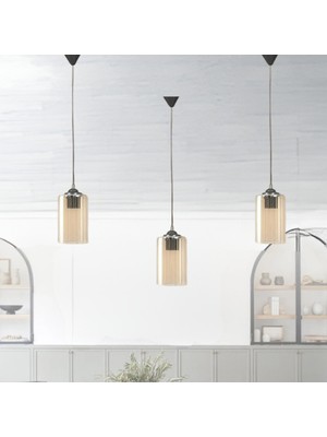 Allians Mika Camlı Üçlü Rulo Bal Sarkıt Avize, Modern Salon ve Mutfak Aydınlatması