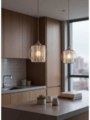 Allians Modern Taşlı Avize, 2 Adet, Şık ve Parlak Tasarım, Ev ve Ofis Dekoru Için