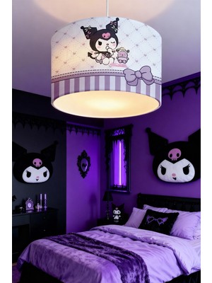 Allians Mor Fiyonklu Kuromi Desenli Çocuk Odası Avizesi, Şık ve Renkli Aydınlatma