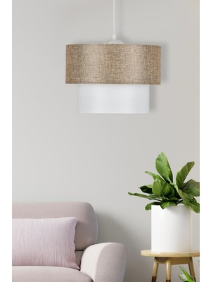 Allians Sütlü Kahve Renkli Melon Pasta ve Beyaz Avize Seti, Zarif ve Şık Tasarım