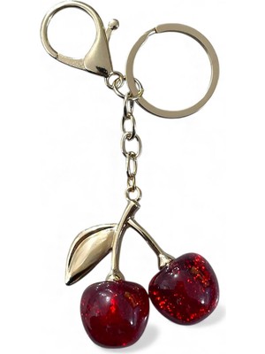 Güzelyüz Avm Kiraz Anahtarlık Kadın Parıldayan Kırmızı Kiraz Çanta Charm Çanta Süsü Gold Detaylı