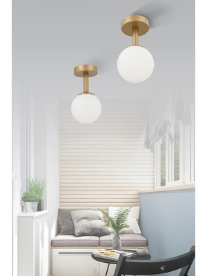 Allians Modern Beyaz Camlı Tekli Plafonyer, Şık ve Zarif Aydınlatma Seçeneği