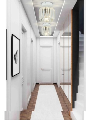 Allians Modern Beyaz Kristal Taşlı Tekli Plafonyer Avize