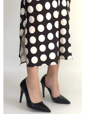 Mesga Butik Pley Siyah Rugan Stiletto Ayakkabı