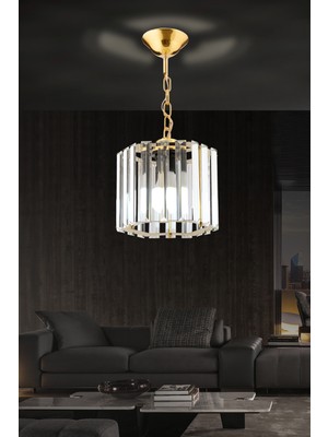 Allians Altıgen Kristal Taşlı Sarkıt Avize 18CM, Salon, Mutfak, Hol ve Oda Dekoru