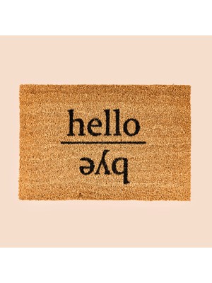 Matmel Home Koko Hello Bye Desenli Kapı Paspası - Bej / Siyah - 40X60 cm
