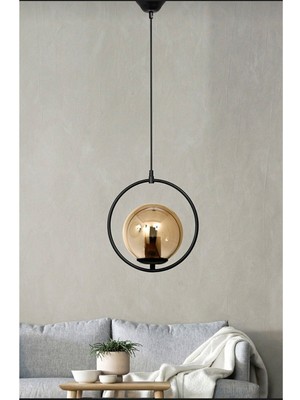 Allians Roma Siyah Kasa Bal Cam Sarkıt Tekli Avizeyle Şık Aydınlatma