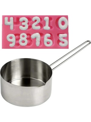 Adin Tasarım Rakam Sayı Mum Yapım Seti 2li Mum Eritme Kabı 500 ml ve Rakam Sayı Silikon Kalıp Parafin Eritme Kabı