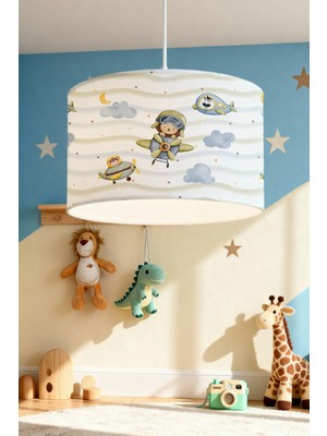 Allians Çocuk Odası Çizgili ve Hayvan Desenli Renkli Avize