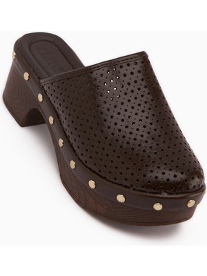 Limoya Dorita Kahve Platform Topuklu Kadın Terlik