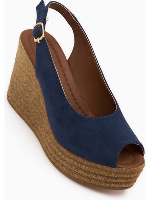 Limoya Caty Lacivert Süet Dolgu Topuklu Kadın Sandalet