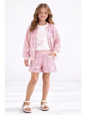 Queen Kids Nk Kız Çocuk Moana Şortlu  Takım Pudra