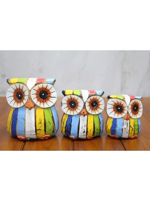 Ahşap 3'lü Baykuş Seti Model 4