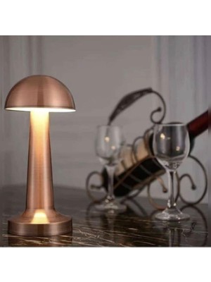 abnturk Bakır Renk 3 Farklı Işık Modlu Dokunmatik Şarjlı Masa Restorant Lambası
