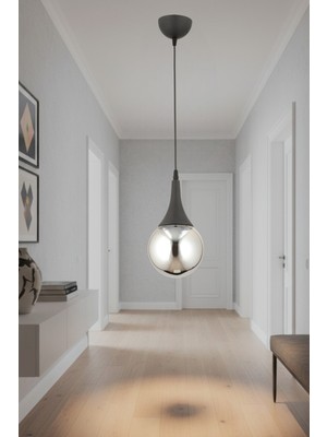 Allians Şık Füme Glob Camlı Modern Sarkıt Aydınlatma