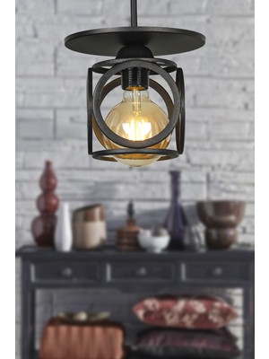 Allians Şık Siyah Tekli Avize, Modern ve Zarif Aydınlatma Seçeneği