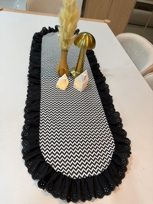 Nurgita Home Vintage Duck Keten Zigzag Desenli Runner