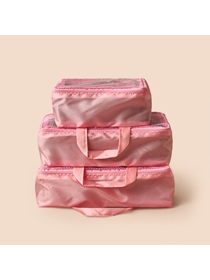 Simple Living 3'lü Valiz Içi Organizer Set - Pembe